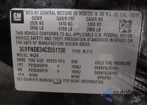 2012 Cadillac Srx Luxury Collection from USA, damaged, VIN 3GYFNDE34CS551738